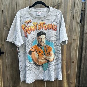 VINTAGE 90s The Flintstones Movie Promo T-Shirt Adult XL Gray Mens
